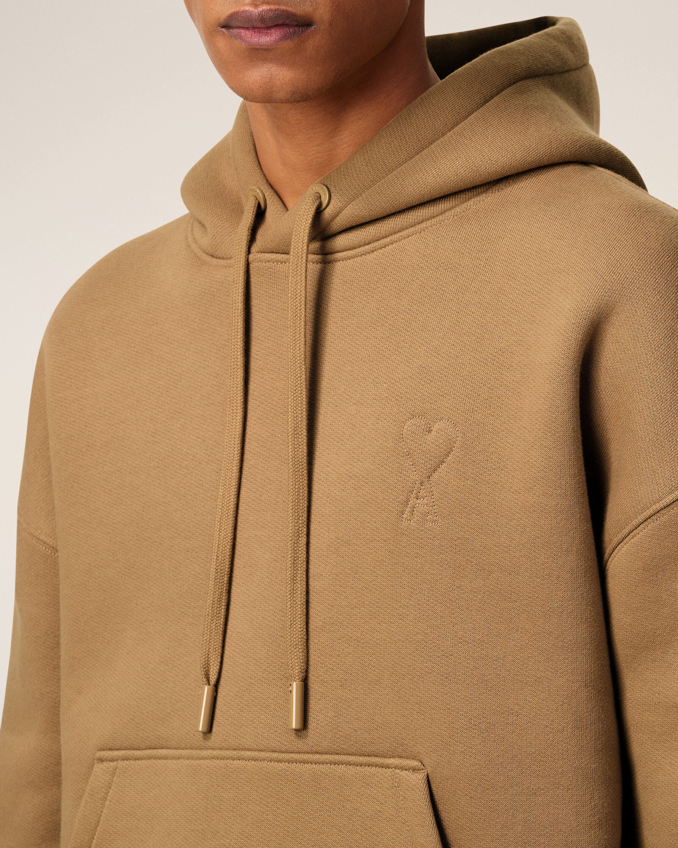 CAMEL Brown Cotton Ami De Coeur Hoodie | AMI PARIS