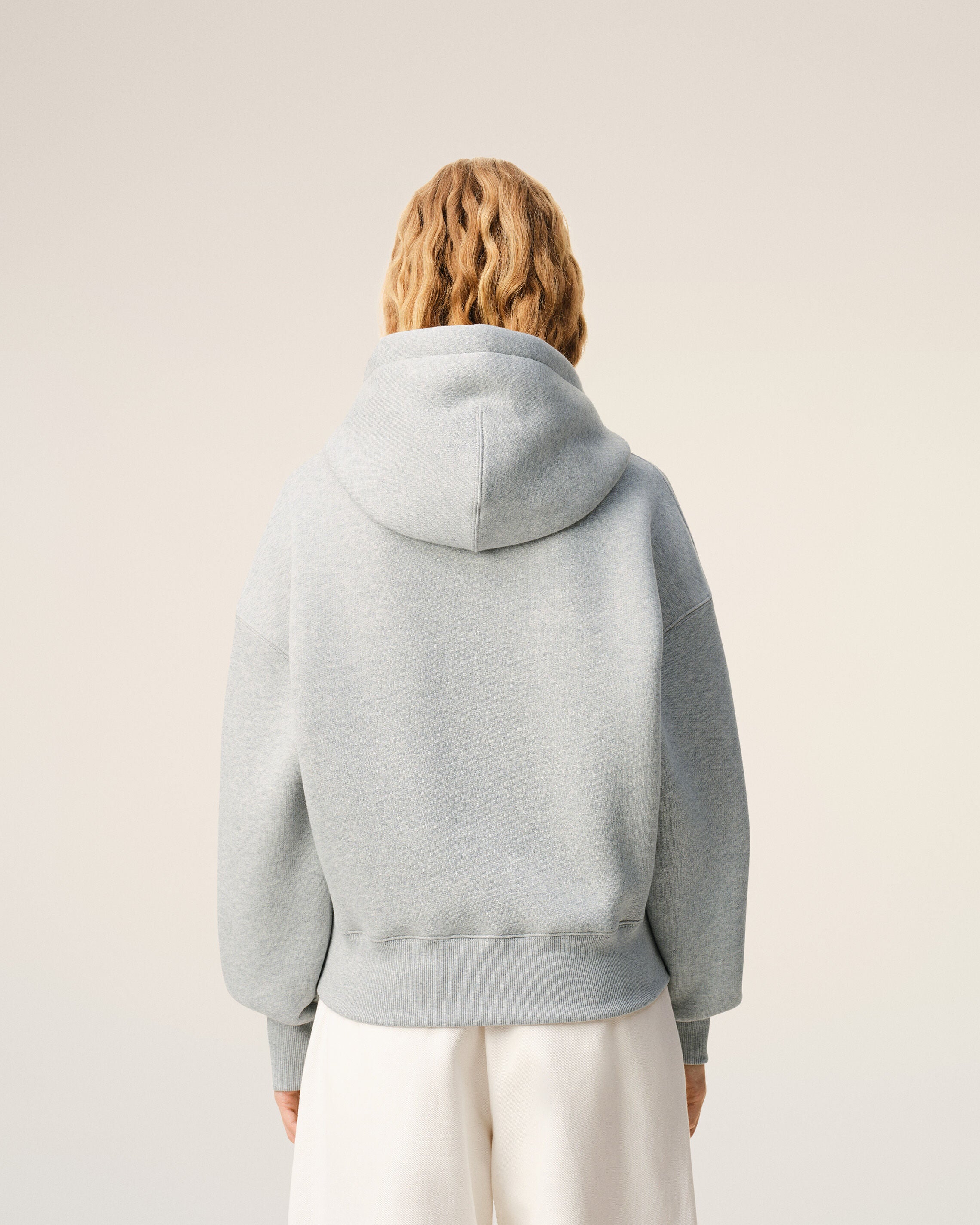 Grey Cotton Embossed Ami De Coeur Hoodie - 11
