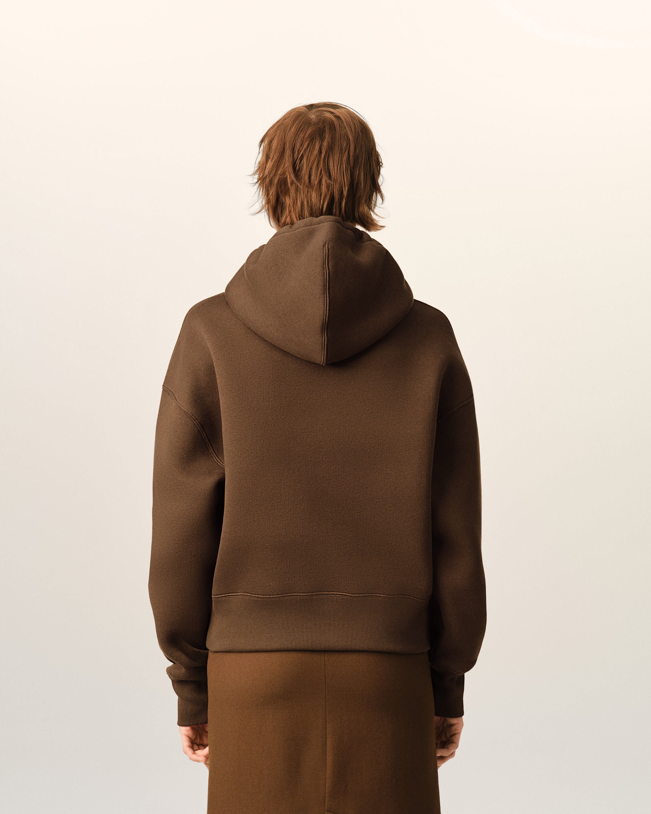 Brown cotton hoodie with embossed Ami de Coeur - 11