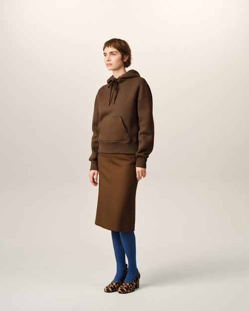 Brown cotton hoodie with embossed Ami de Coeur - Woman - 12 - AMI Paris - Ami Paris