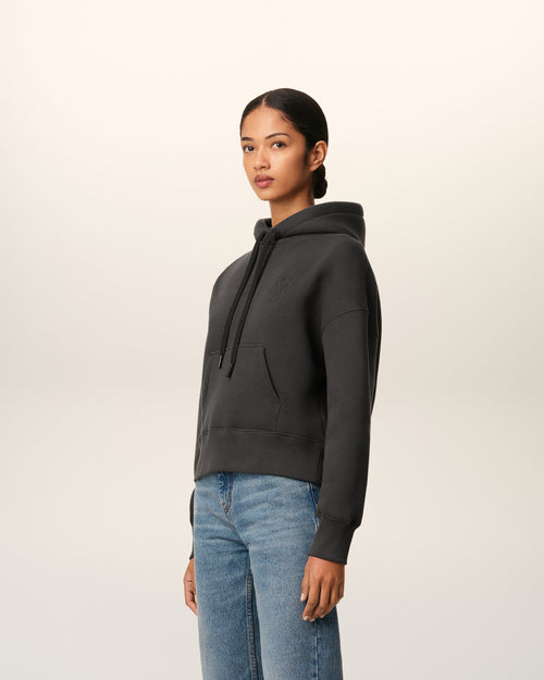 Black Cotton Ami De Coeur Hoodie - 12 - Ami Paris