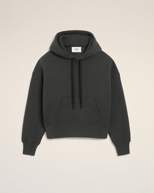 Black Cotton Ami De Coeur Hoodie - 1 - Ami Paris