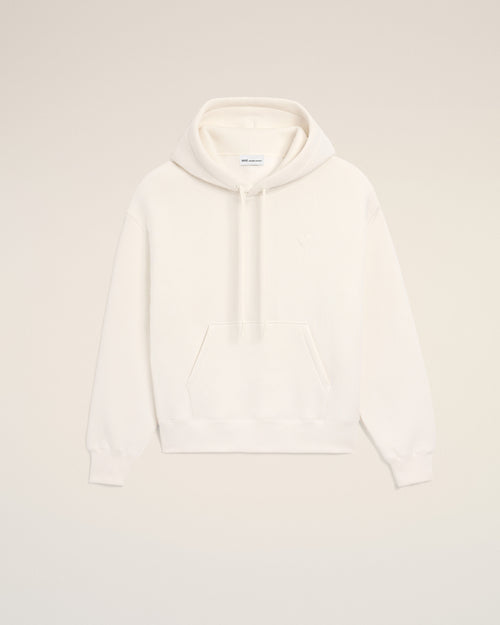                                     White Cotton Embossed Ami De Coeur Hoodie - 3                                 - Ami Paris