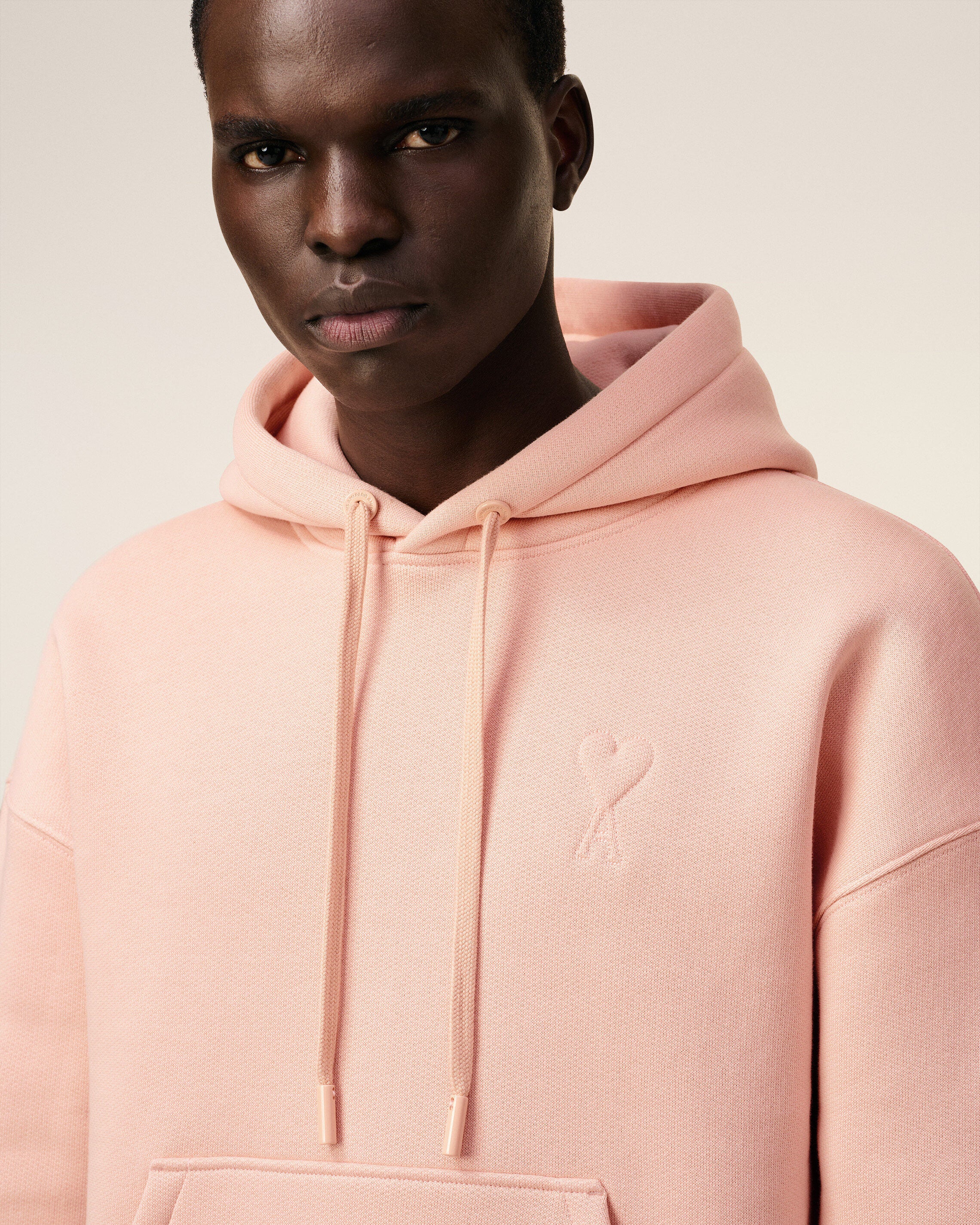 POWDER Pink Cotton Ami De Coeur Hoodie | AMI PARIS