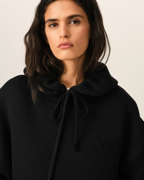Black cotton hoodie with embossed Ami de Coeur - Woman - 10 - AMI Paris - Ami Paris