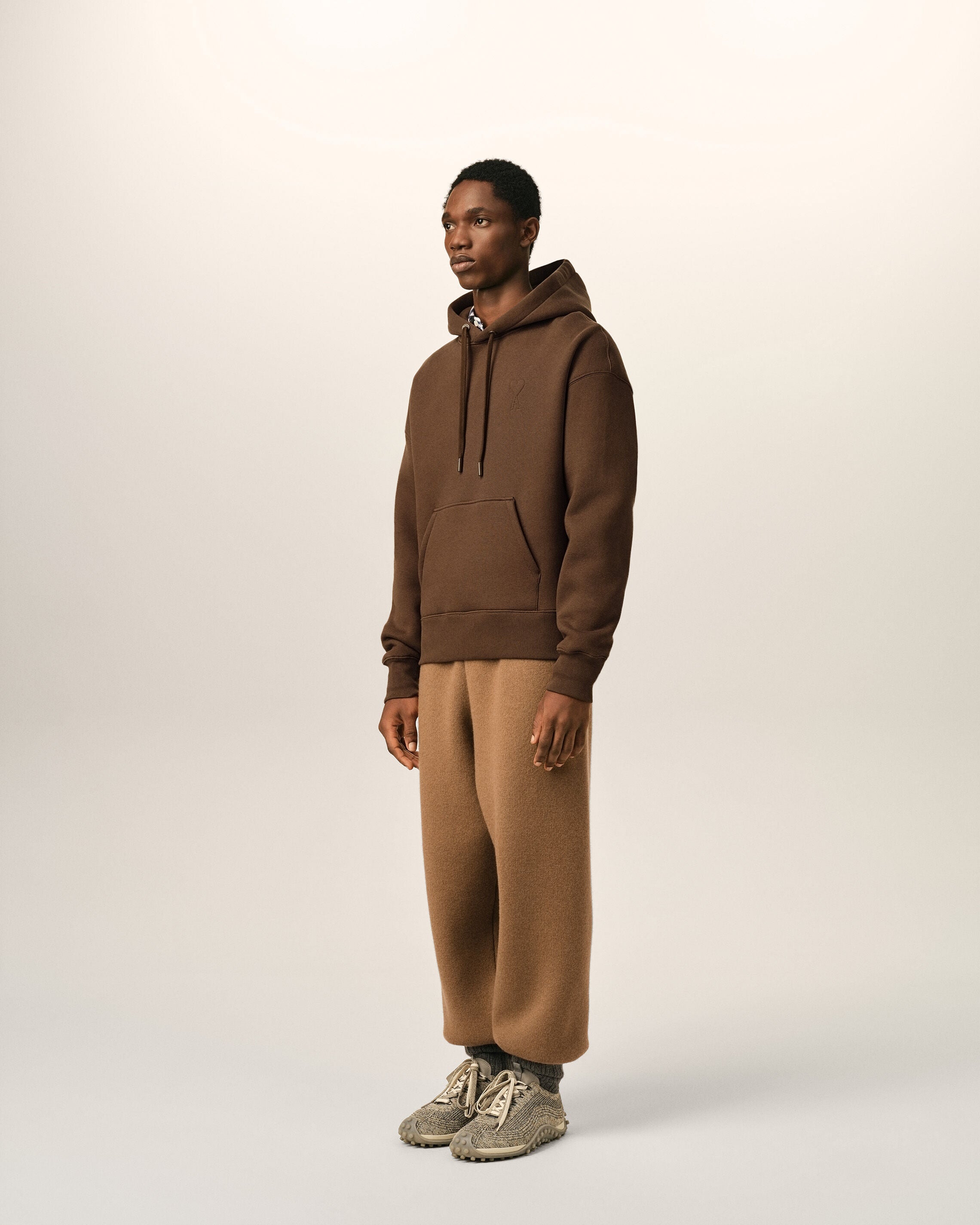 Brown cotton hoodie with embossed Ami de Coeur - 6