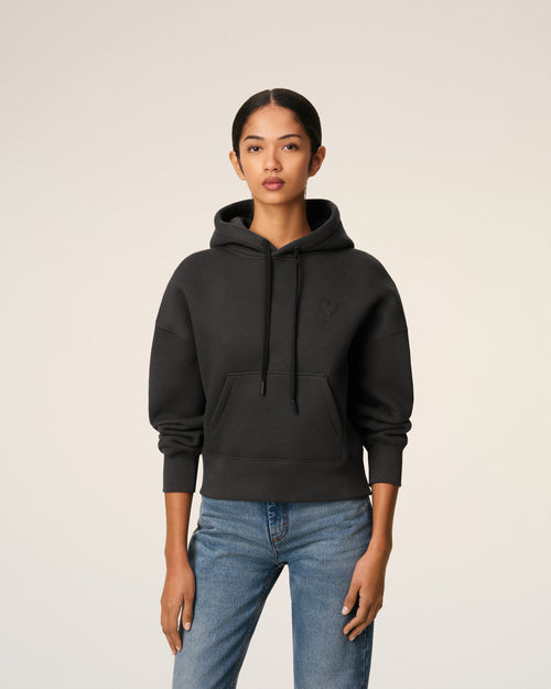 Black Cotton Ami De Coeur Hoodie - 9 - Ami Paris