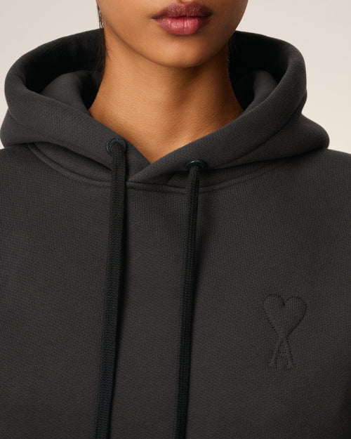 Black Cotton Ami De Coeur Hoodie - 10 - Ami Paris