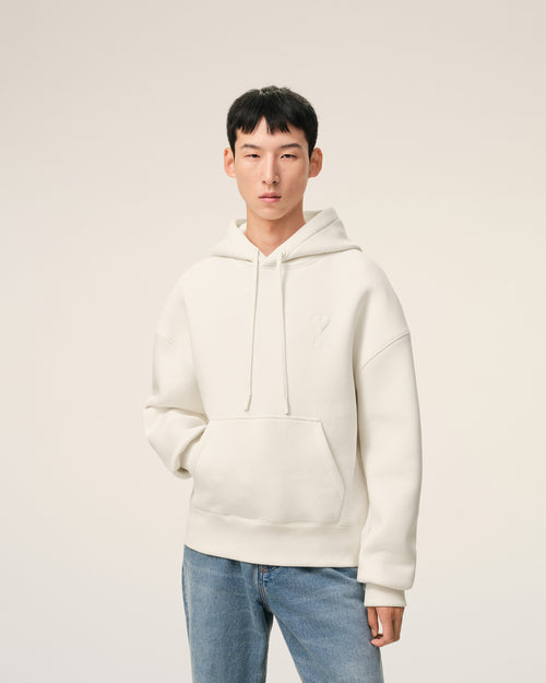 White Cotton Embossed Ami De Coeur Hoodie - Man - 13 - AMI Paris - Ami Paris