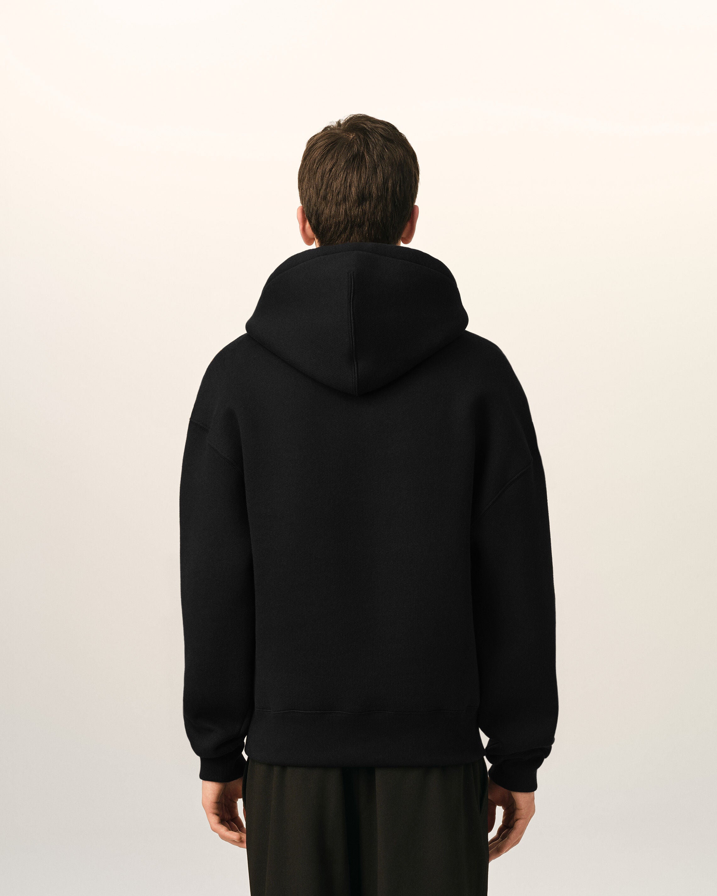 Black cotton hoodie with embossed Ami de Coeur - 5