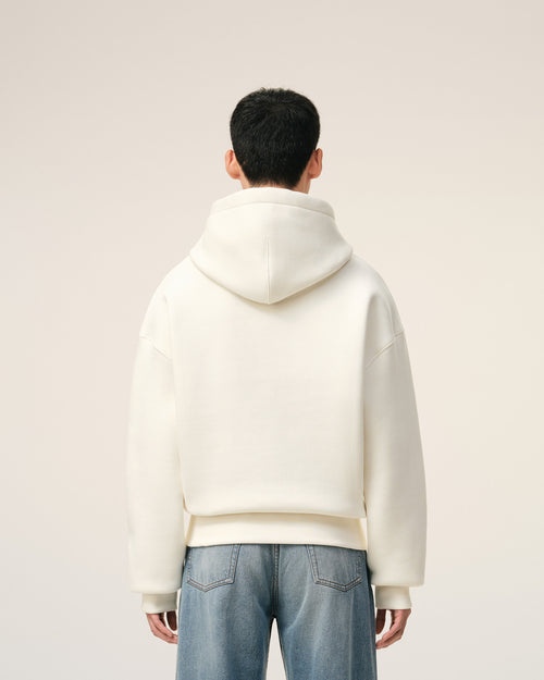 White Cotton Embossed Ami De Coeur Hoodie - 5 - Ami Paris