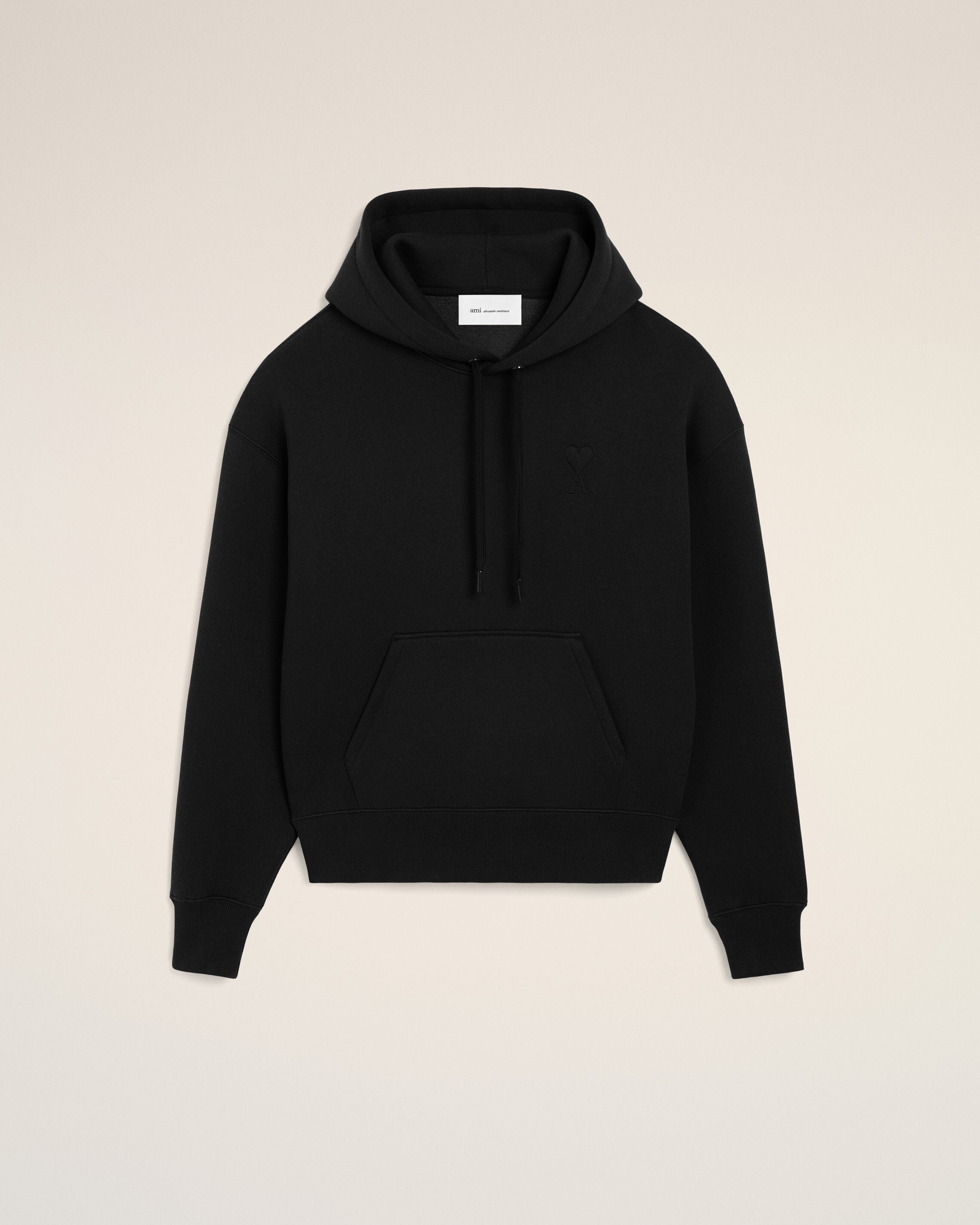 Black cotton hoodie with embossed Ami de Coeur - 7