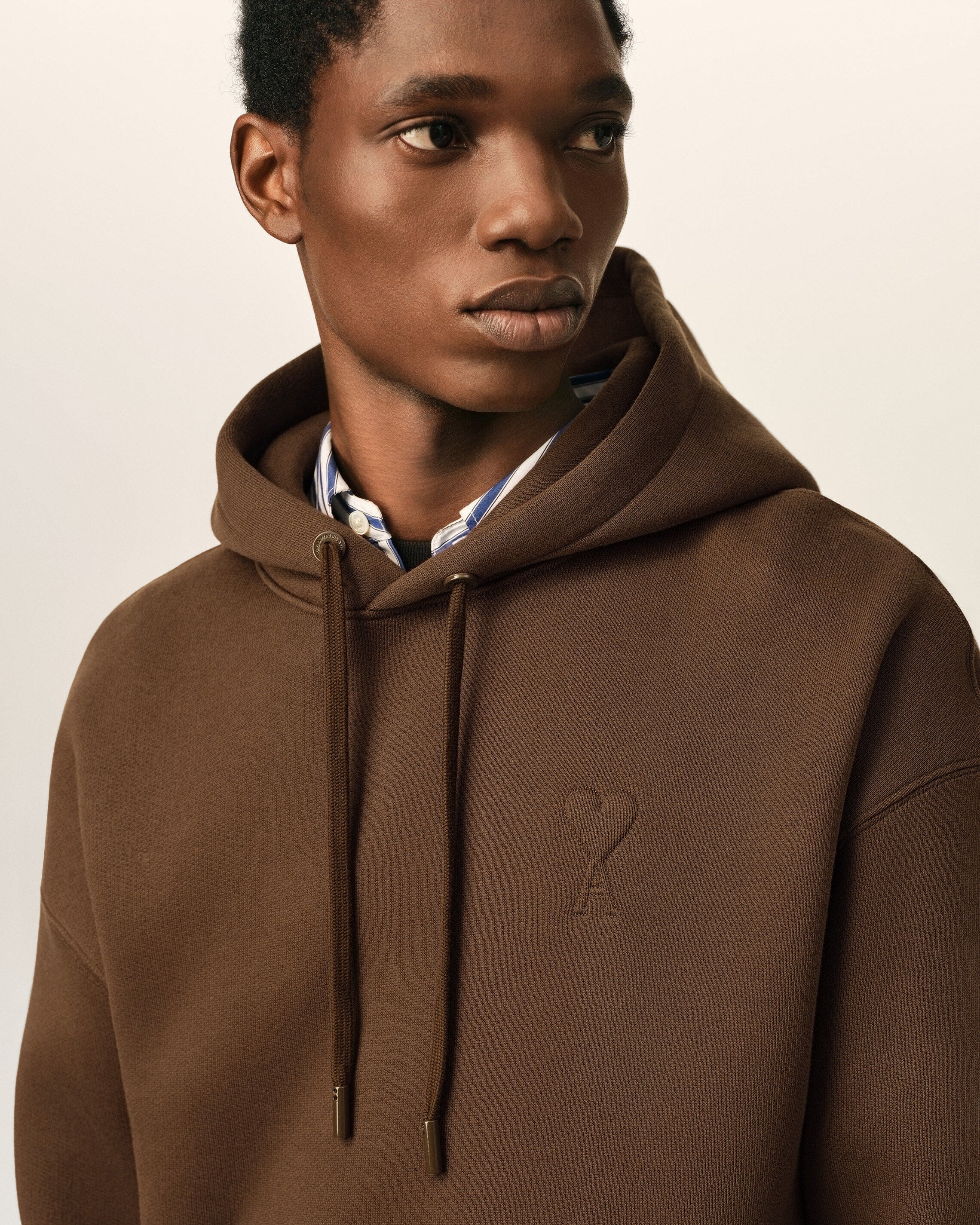 Brown cotton hoodie with embossed Ami de Coeur - 4