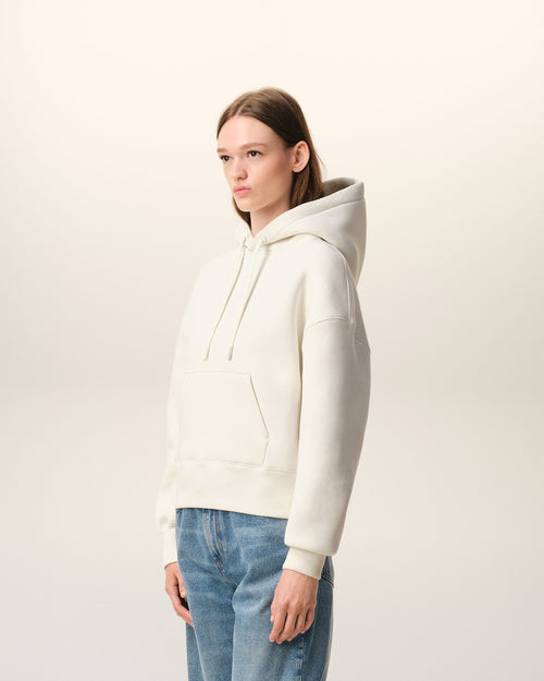 White Cotton Embossed Ami De Coeur Hoodie - 12 - Ami Paris