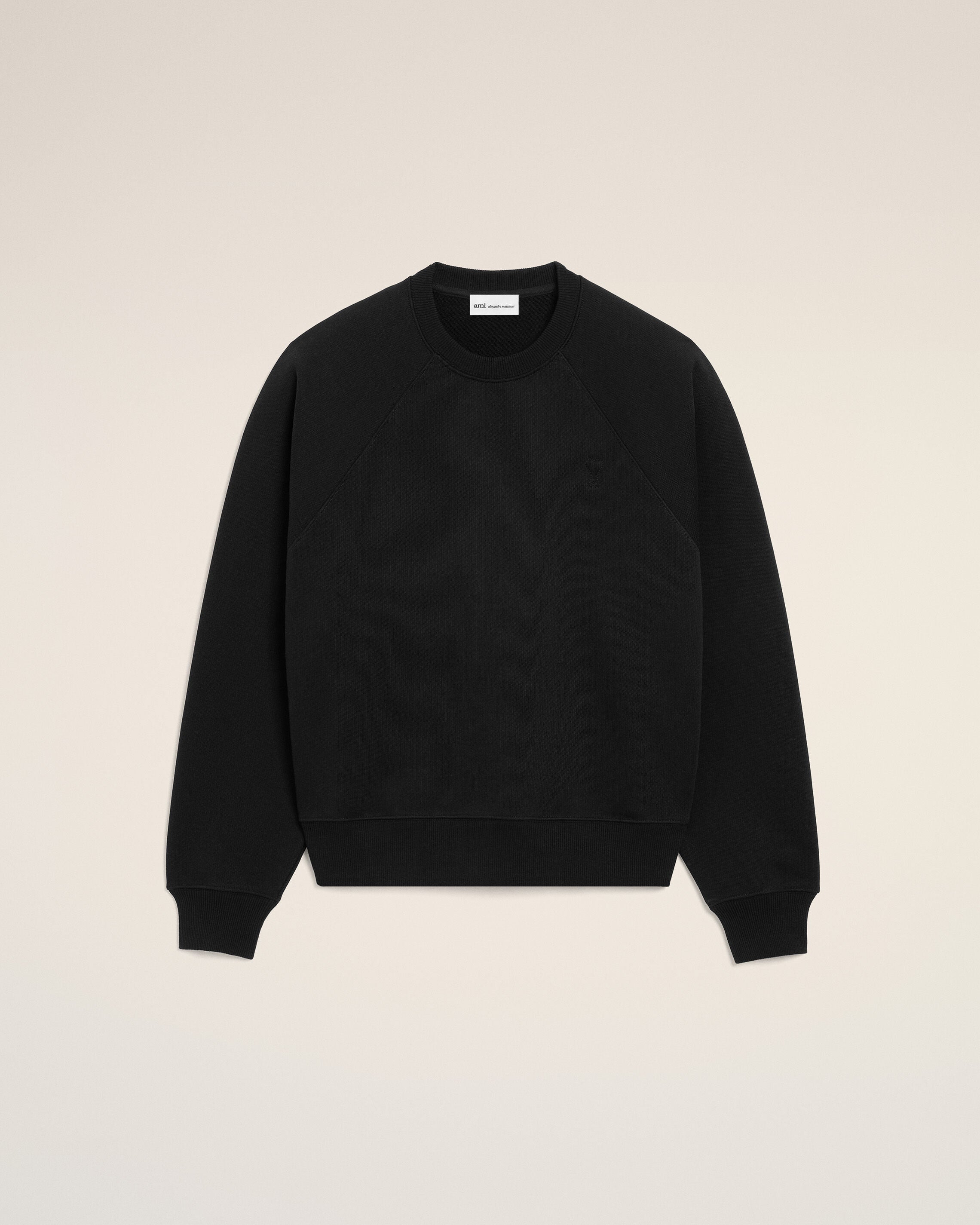 Black Cotton Sweatshirt with Embossed Ami De Coeur  - 1