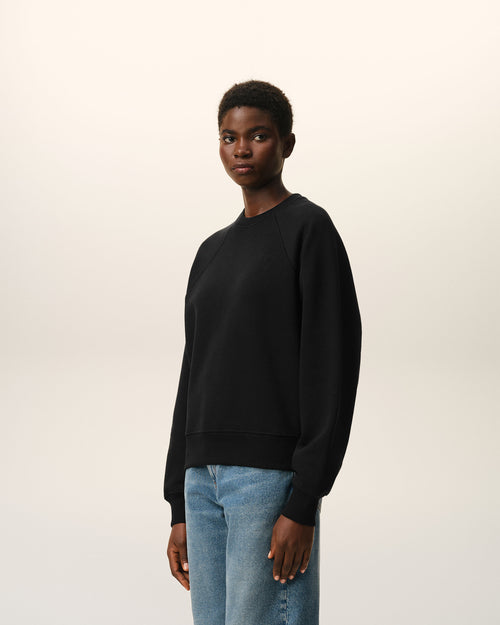 Sudadera Ami de Cœur con relieve de algodón negro - 12 - Ami Paris