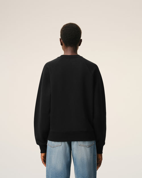 Black Cotton Sweatshirt with Embossed Ami De Coeur  - Woman - 11 - AMI Paris - Ami Paris