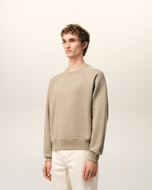 Beige Cotton Embossed Ami De Coeur Sweatshirt - Man - 6 - AMI Paris - Ami Paris