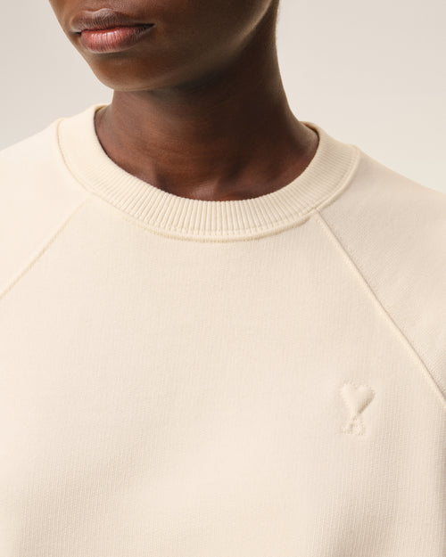 White Cotton Embossed Ami De Coeur Sweatshirt - Woman - 10 - AMI Paris - Ami Paris