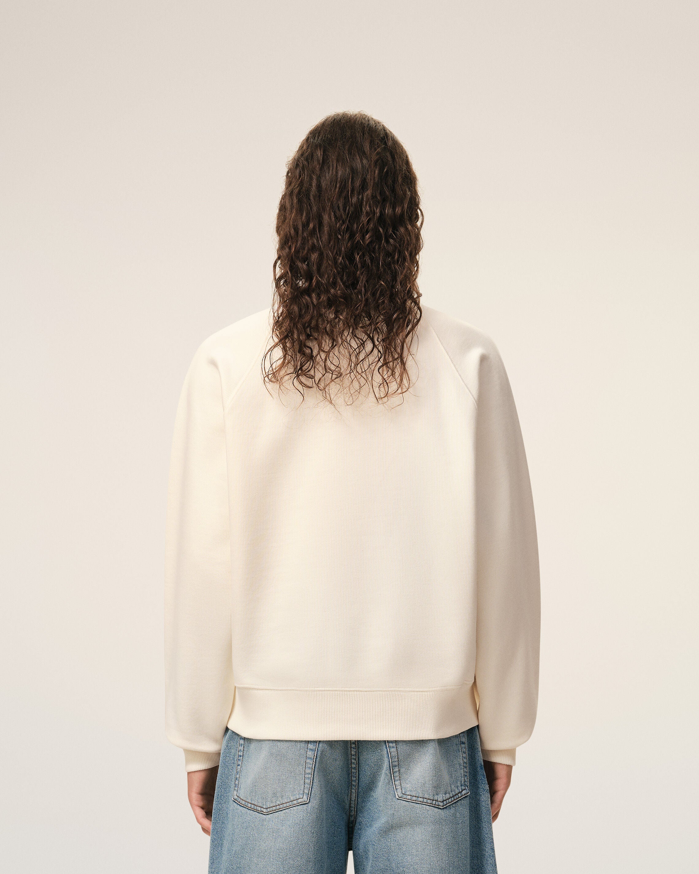White Cotton Embossed Ami De Coeur Sweatshirt - 5