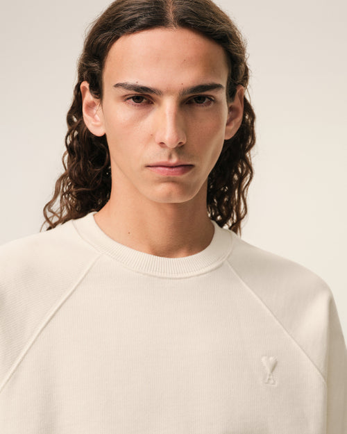 Sudadera con relieve Ami de Cœur de algodón blanco - 4 - Ami Paris