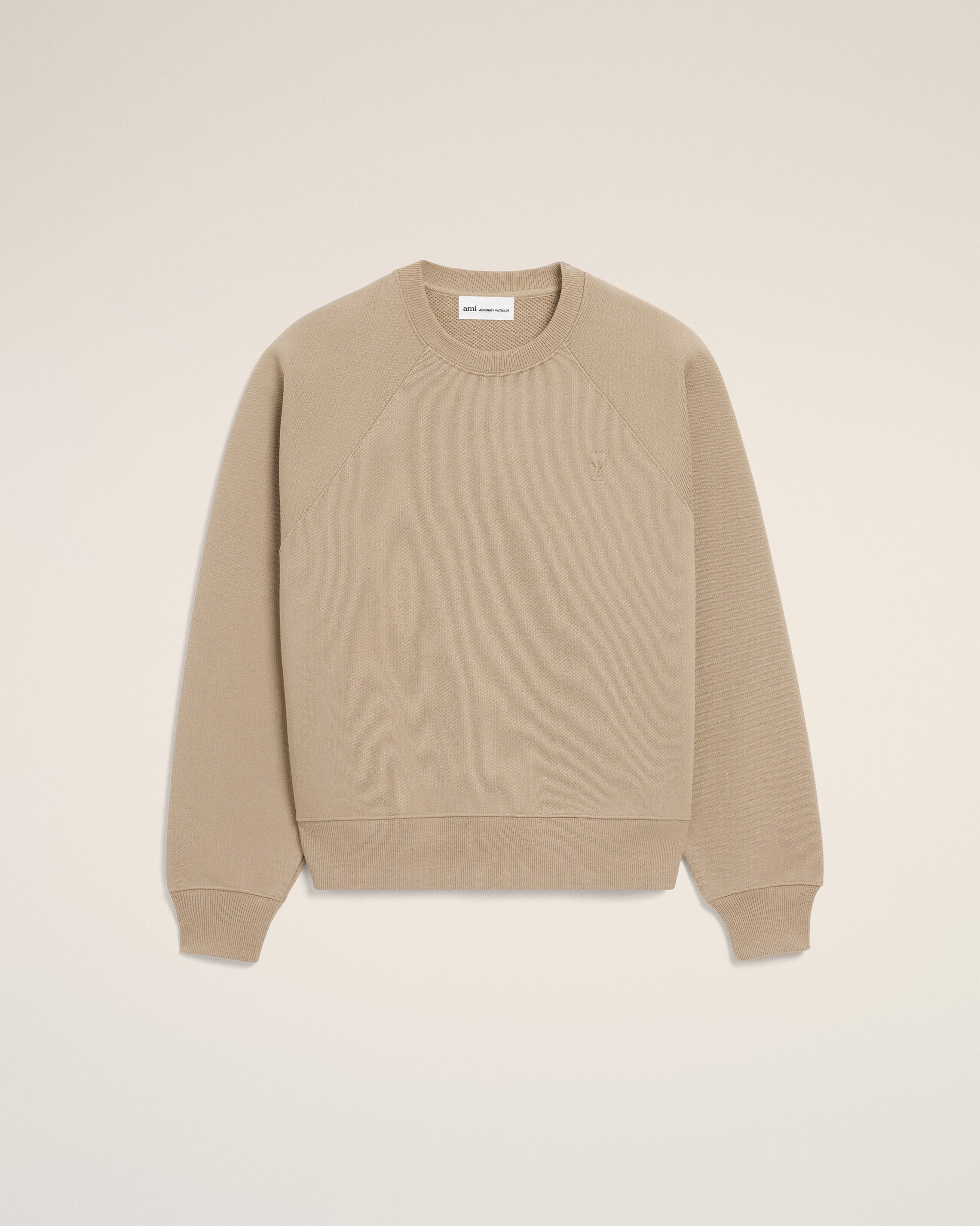 Beige Cotton Embossed Ami De Coeur Sweatshirt - 1