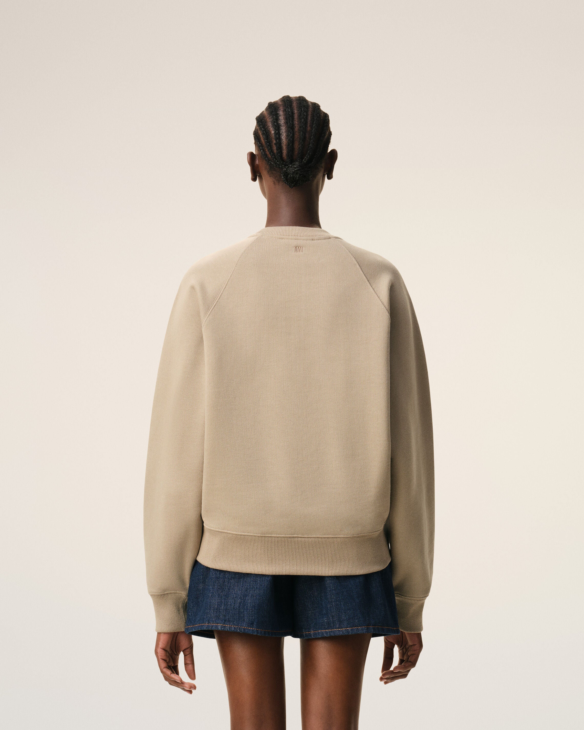 Beige Cotton Embossed Ami De Coeur Sweatshirt - 11