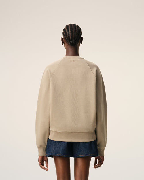 Beige Cotton Embossed Ami De Coeur Sweatshirt - Woman - 11 - AMI Paris - Ami Paris