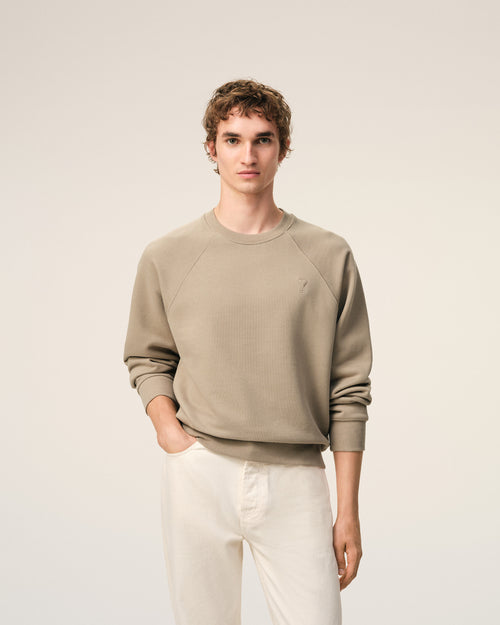 Beige Cotton Embossed Ami De Coeur Sweatshirt - Man - 3 - AMI Paris - Ami Paris
