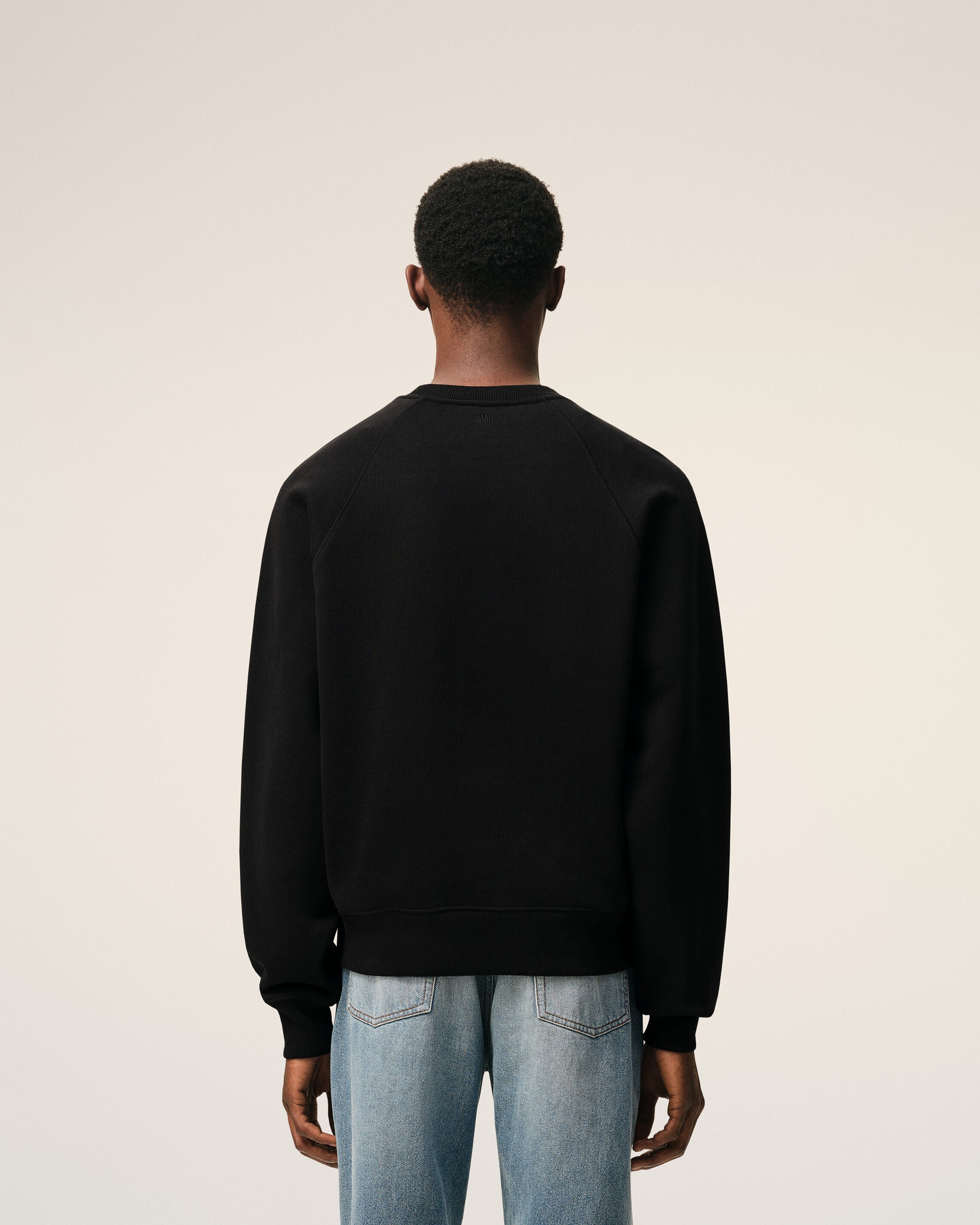 Black Cotton Sweatshirt with Embossed Ami De Coeur  - 5