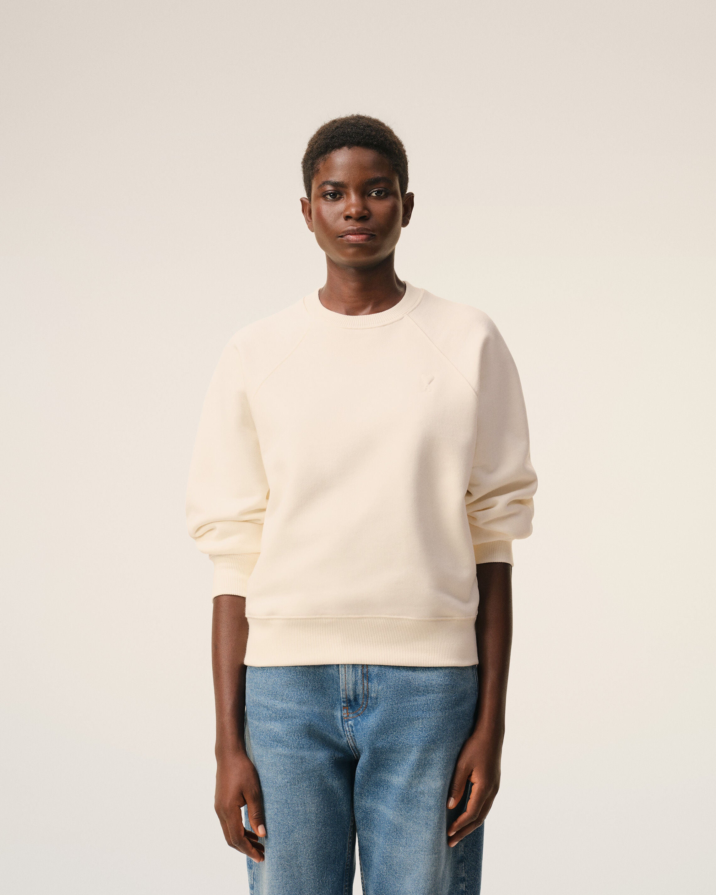 White Cotton Embossed Ami De Coeur Sweatshirt - 9