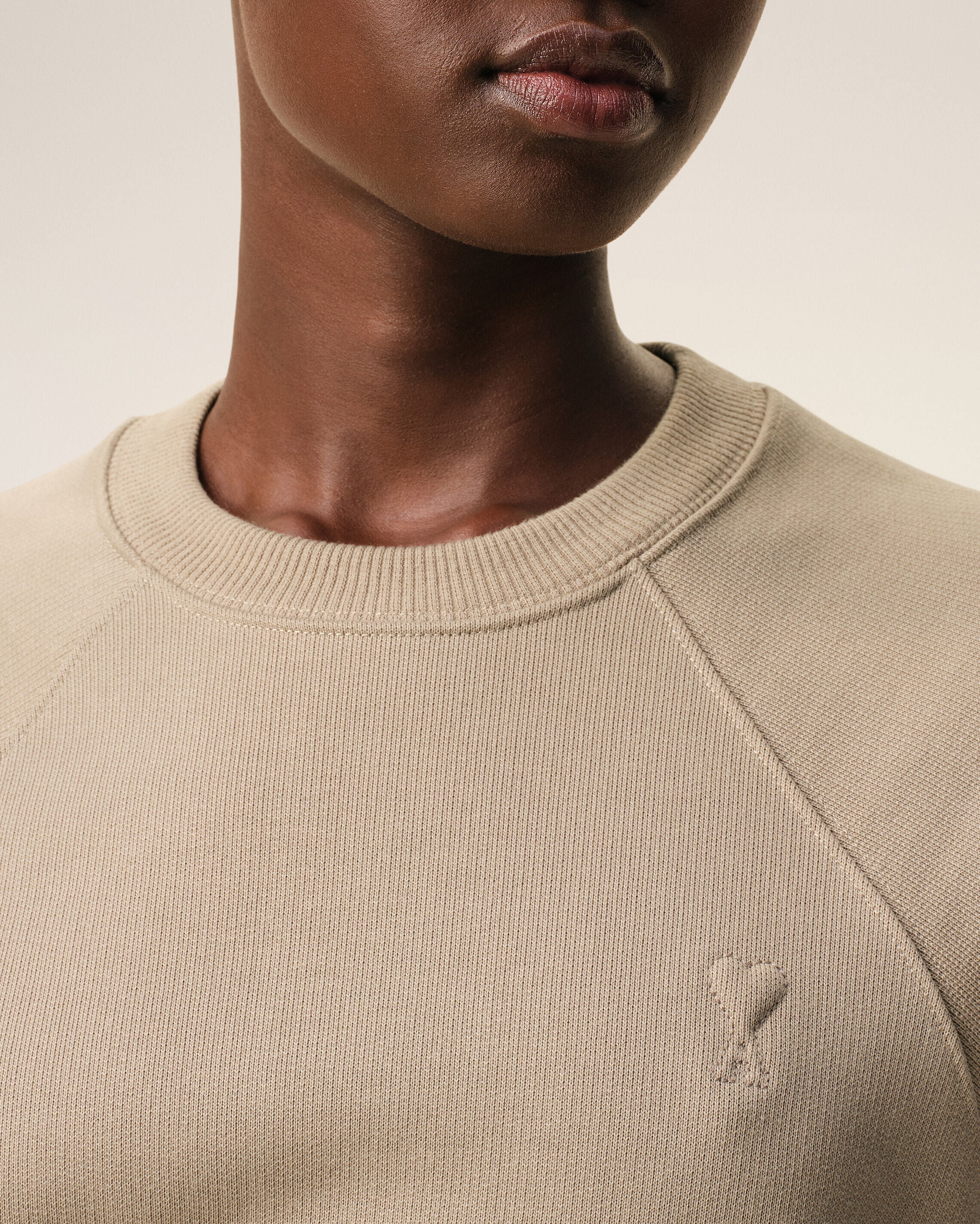 Beige Cotton Embossed Ami De Coeur Sweatshirt - 10