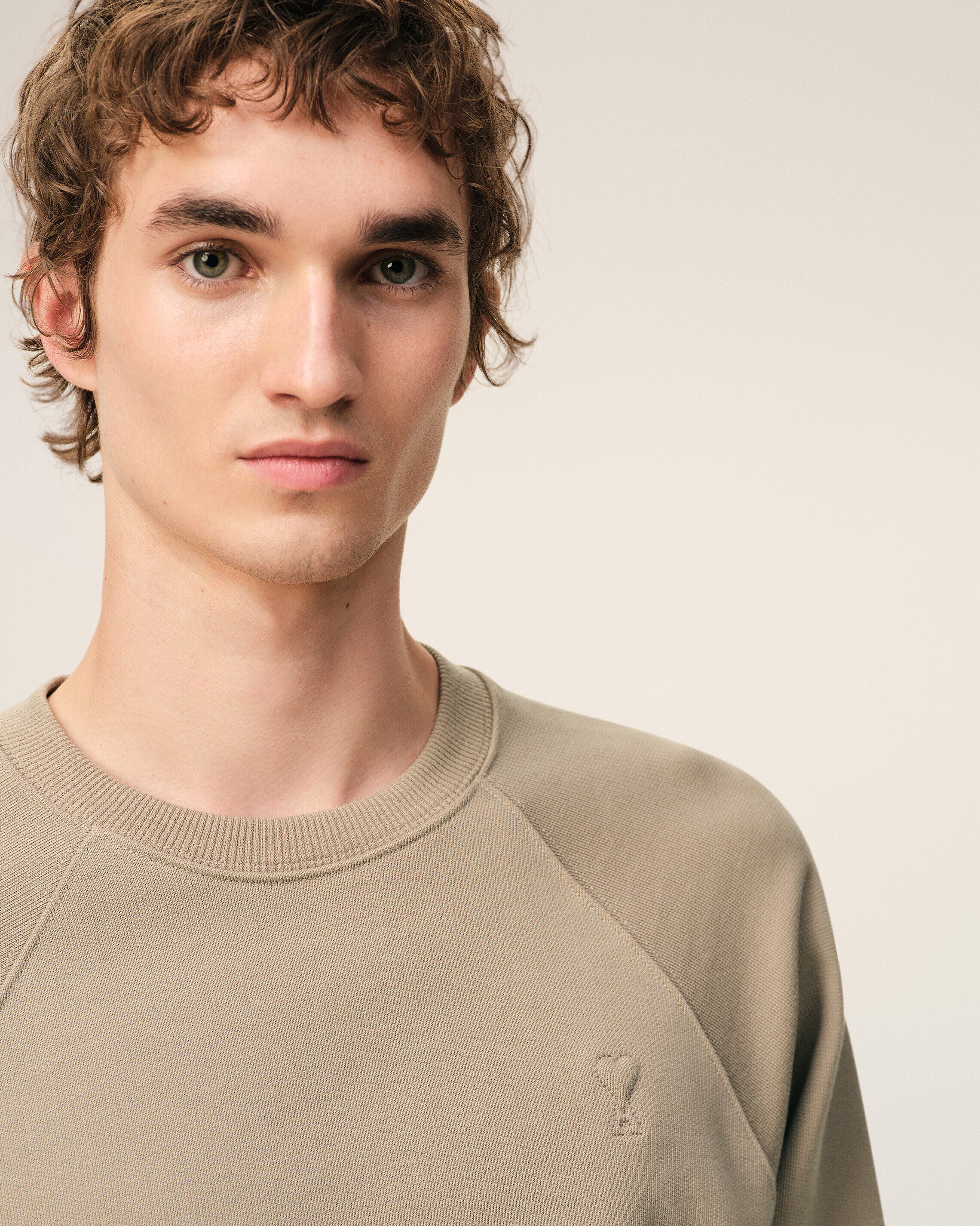 Beige Cotton Embossed Ami De Coeur Sweatshirt - 4