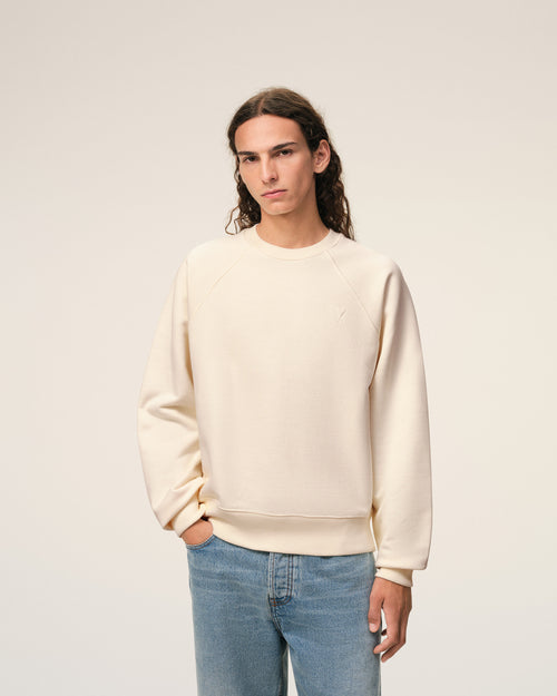 White Cotton Embossed Ami De Coeur Sweatshirt - 3 - Ami Paris