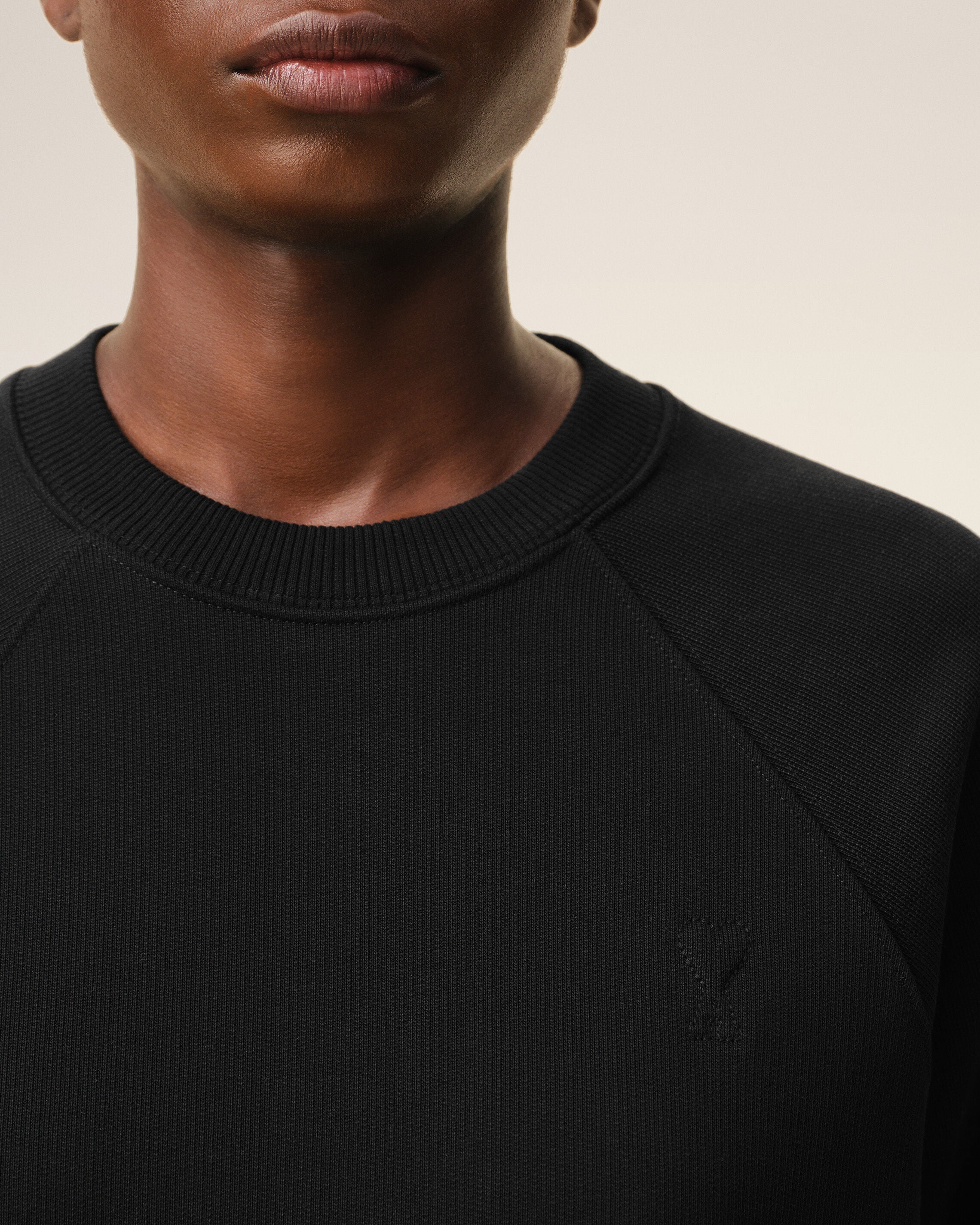 Black Cotton Sweatshirt with Embossed Ami De Coeur  - 10