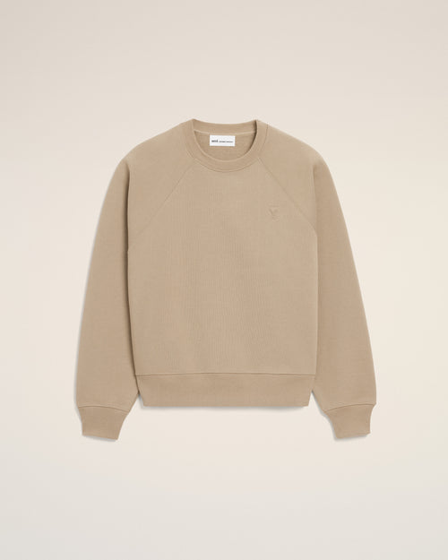                                 Felpa Ami De Coeur in cotone beige goffrato - 3                             - Ami Paris