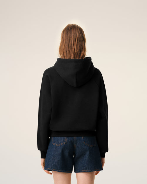 Black Cotton Embossed Ami De Coeur Hoodie - 11 - Ami Paris