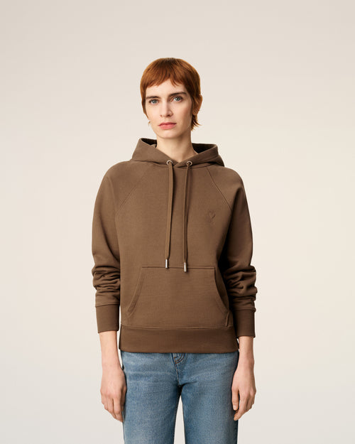 Hoodie Marron Ami De Coeur En Coton - 9 - Ami Paris