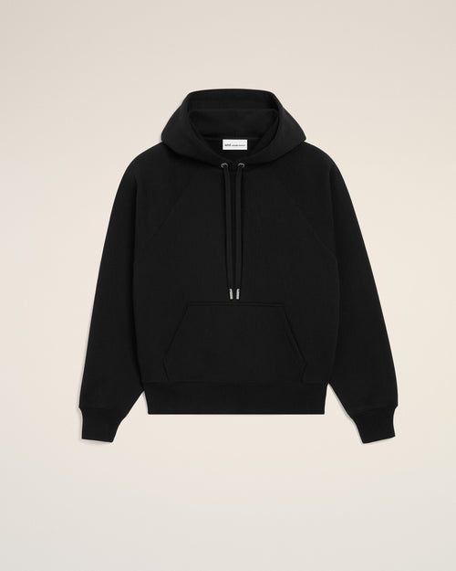 Black Cotton Embossed Ami De Coeur Hoodie - 1 - Ami Paris