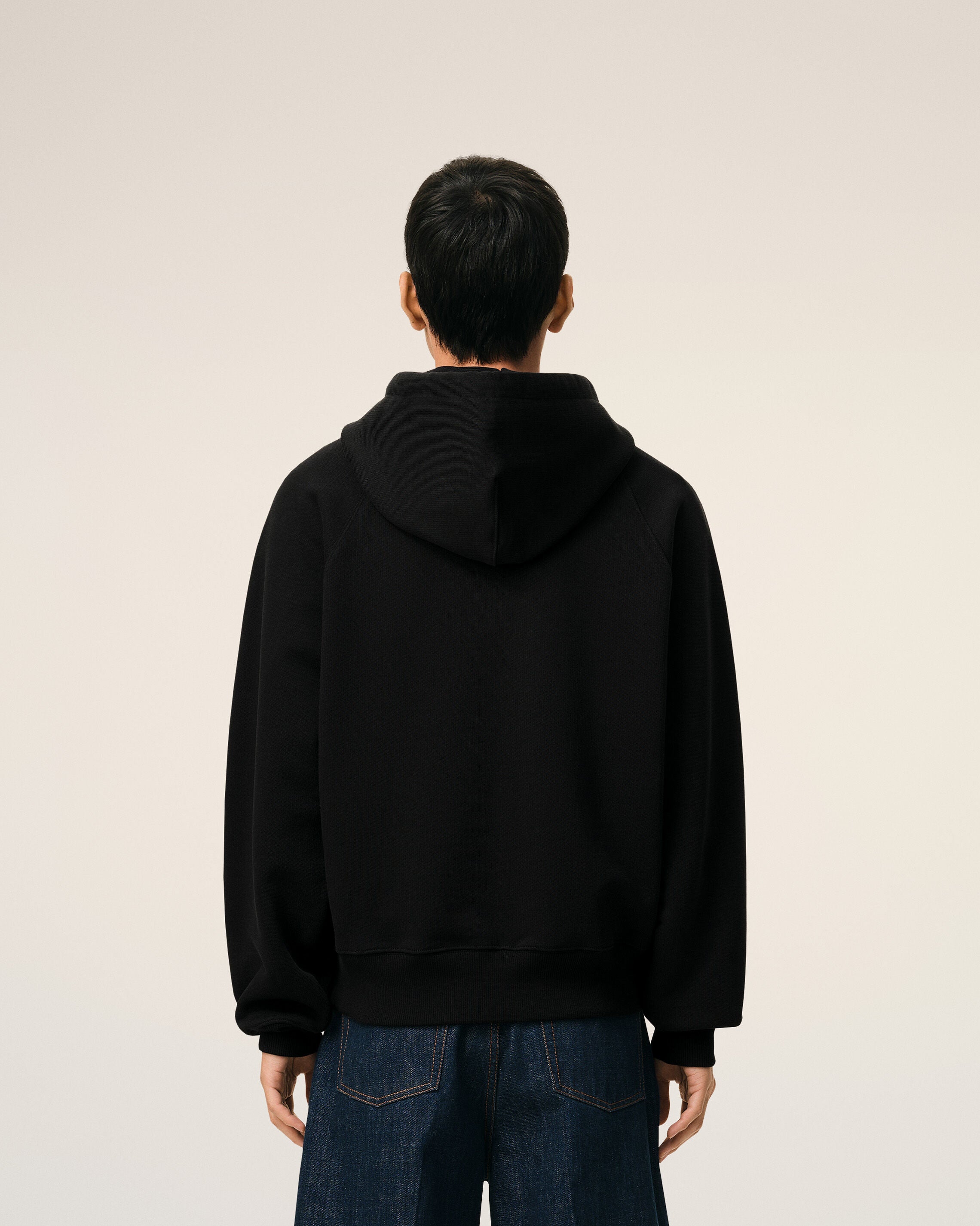 Sudadera con cremallera de algodón negra Ami de Cœur en relieve - 5