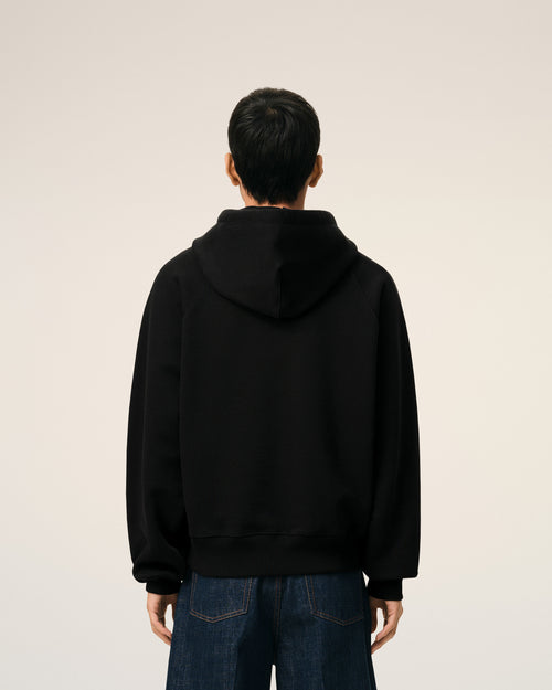 Hoodie Zippé Noir Ami De Coeur Embossé en Coton - 5 - Ami Paris