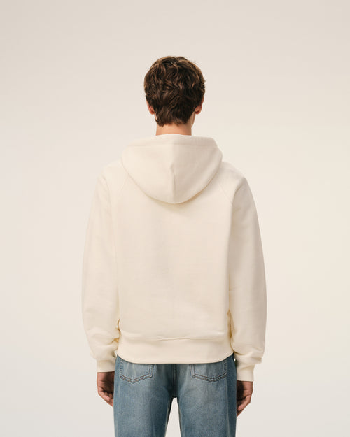 White Cotton Embossed Ami De Coeur Zipped Hoodie - 5 - Ami Paris