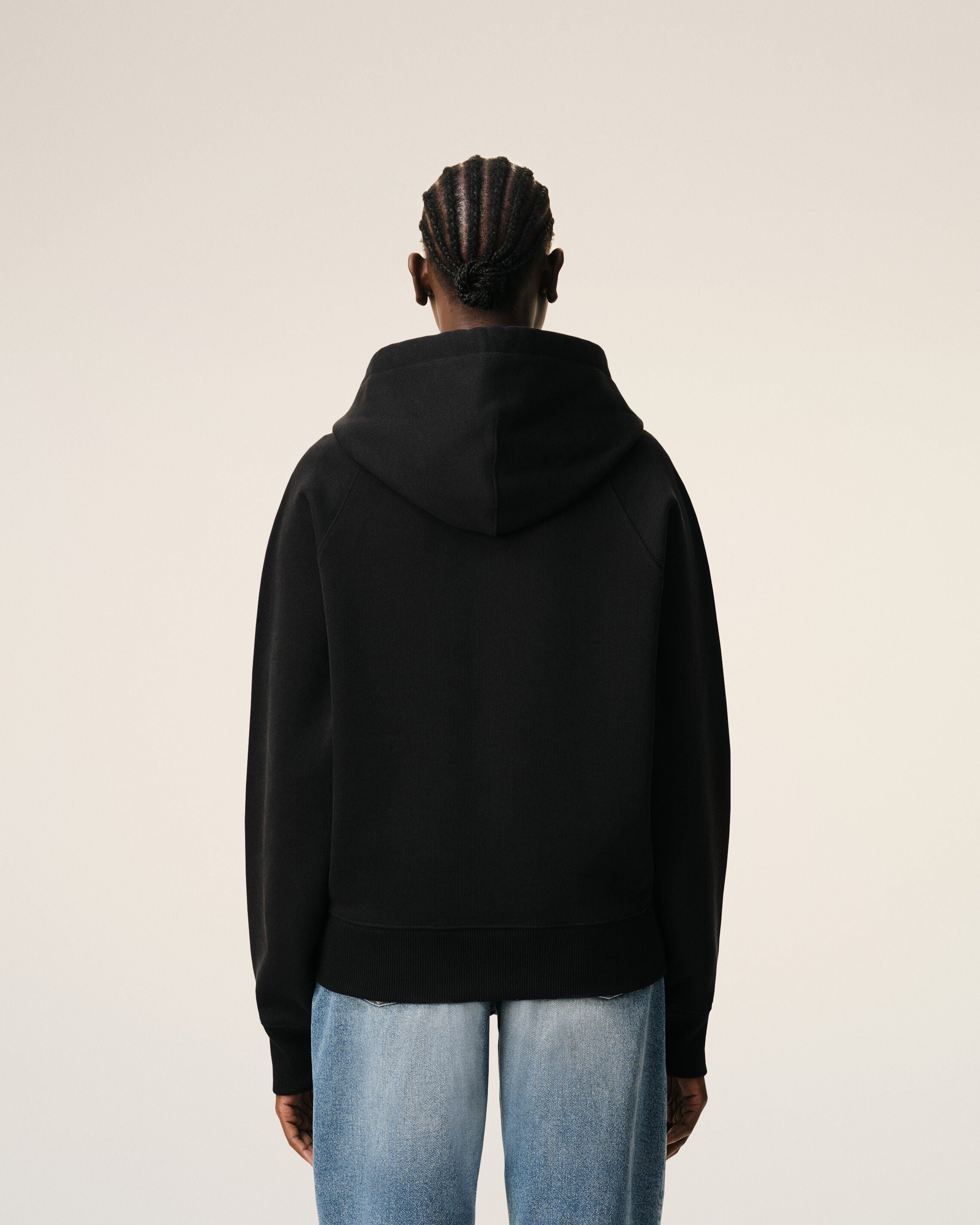 Sudadera con cremallera de algodón negra Ami de Cœur en relieve - 11