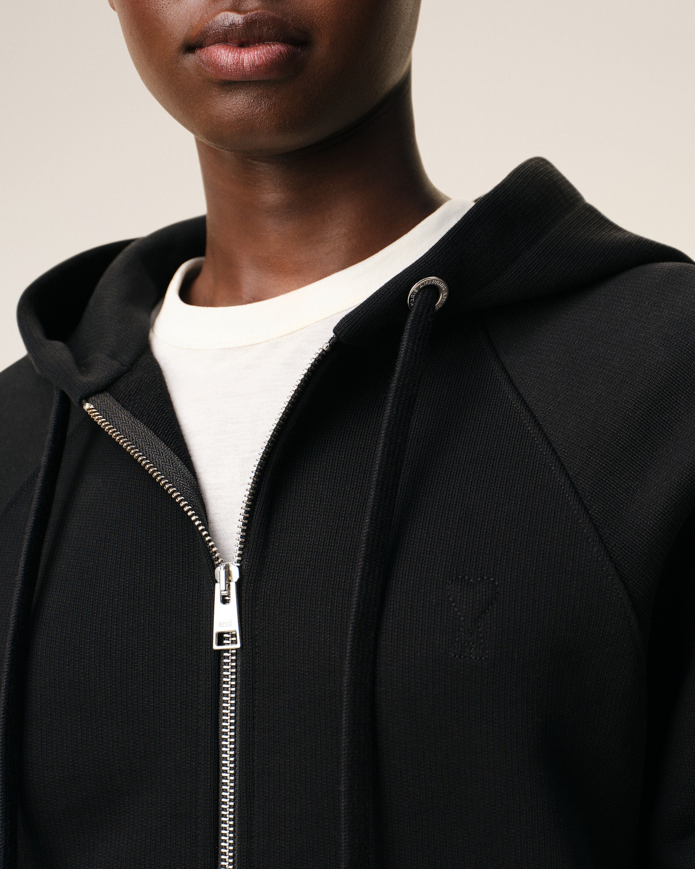 Sudadera con cremallera de algodón negra Ami de Cœur en relieve - 10
