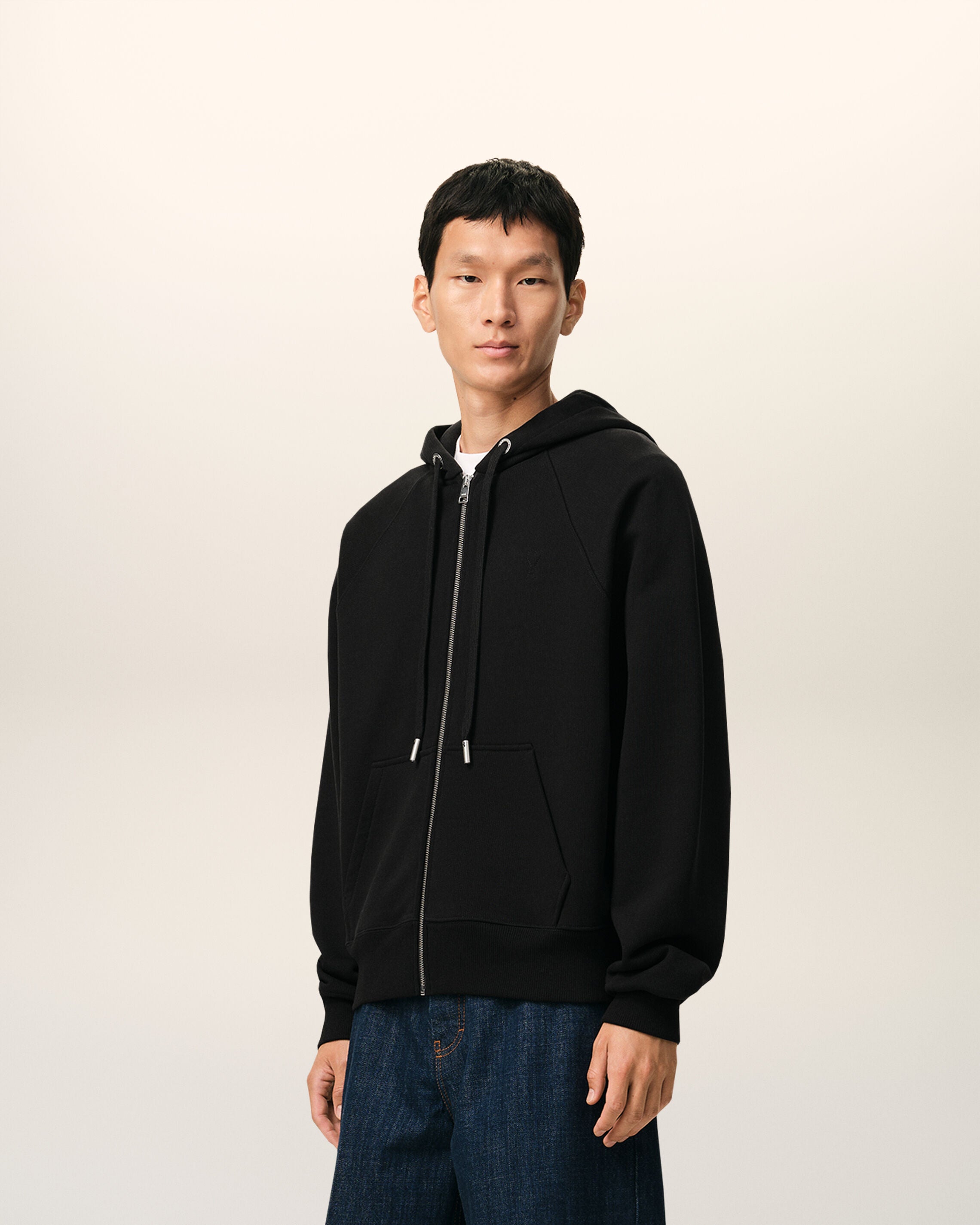 Sudadera con cremallera de algodón negra Ami de Cœur en relieve - 6