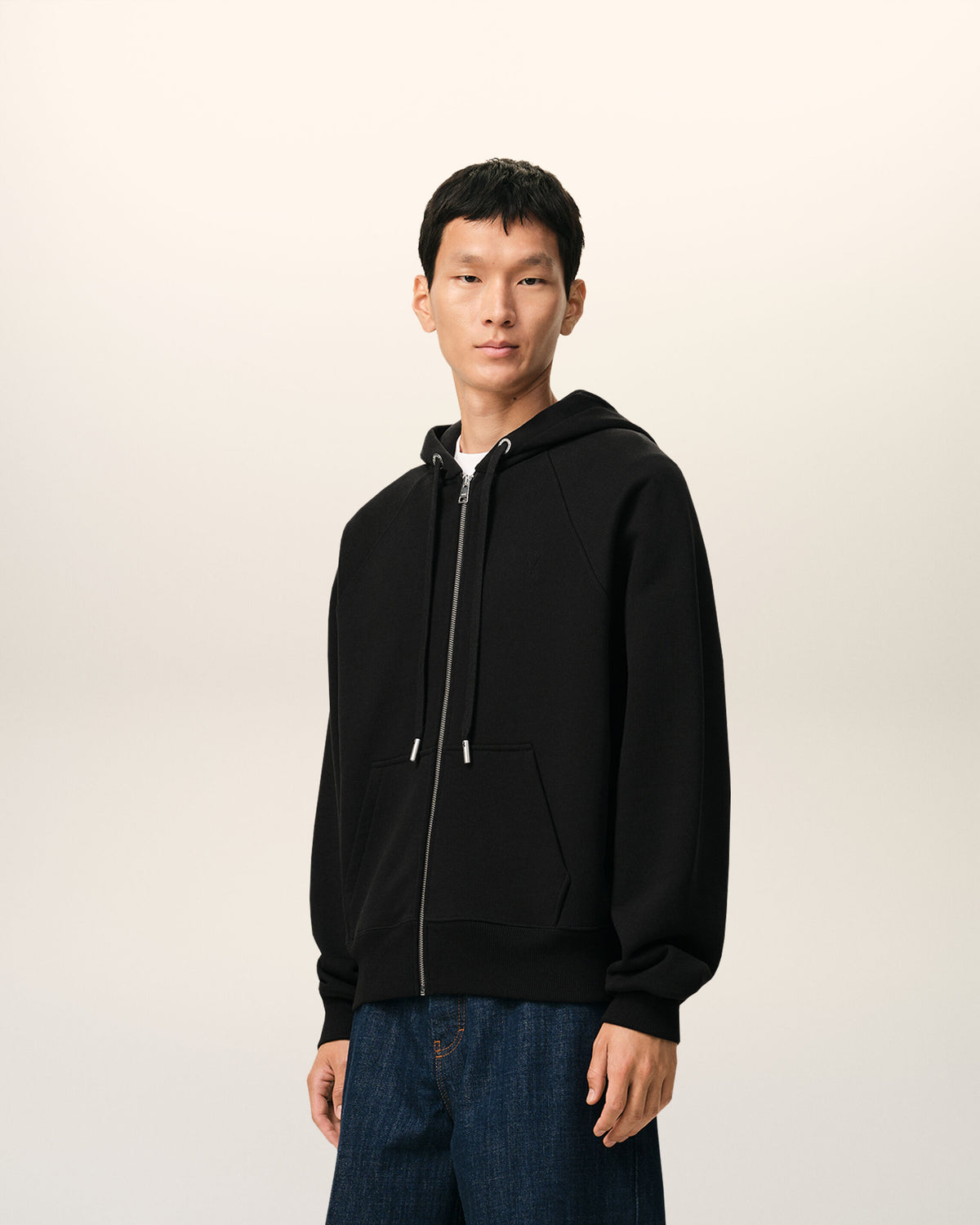 Sudadera con cremallera de algodón negra Ami de Cœur en relieve - 6