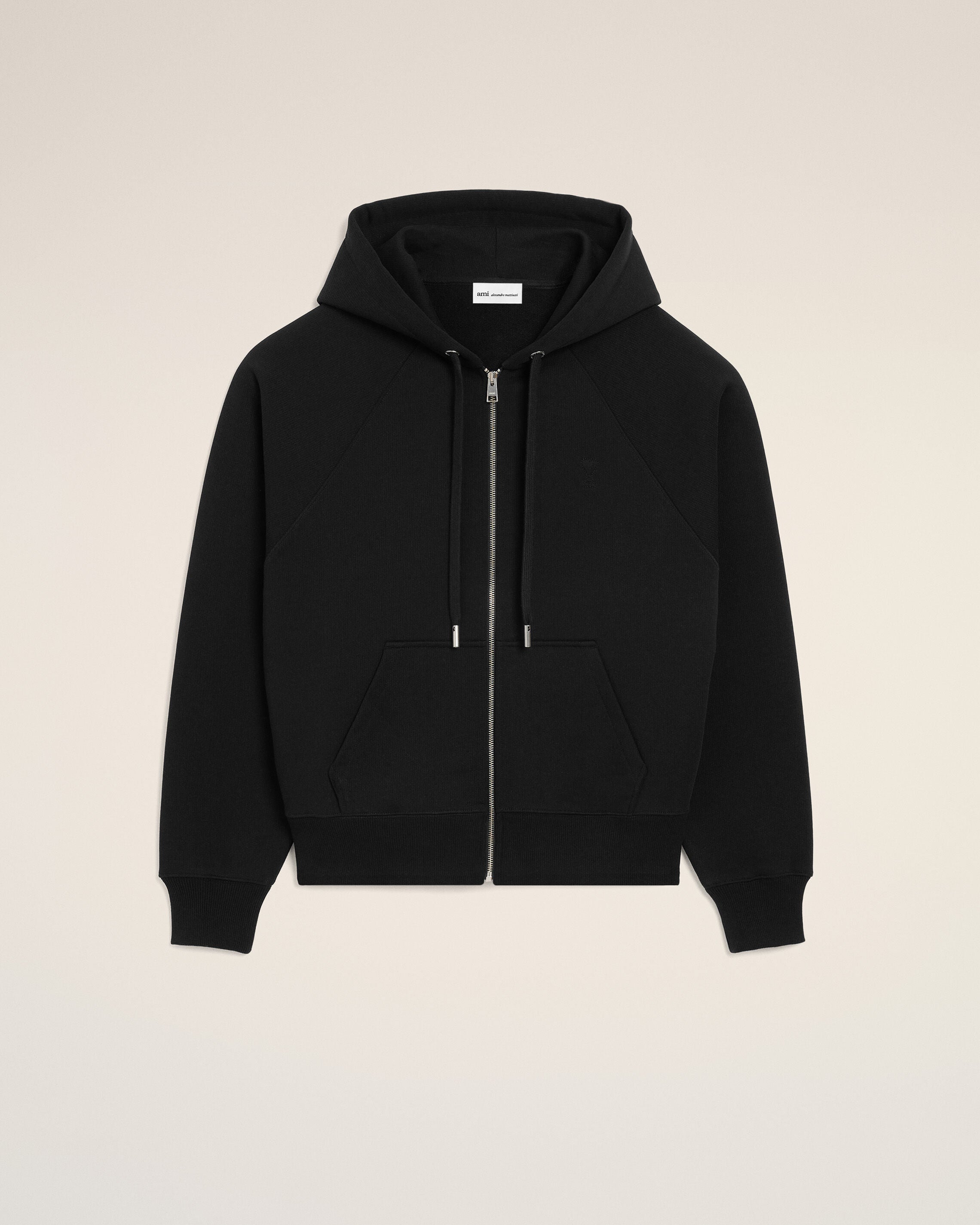 Sudadera con cremallera de algodón negra Ami de Cœur en relieve - 1