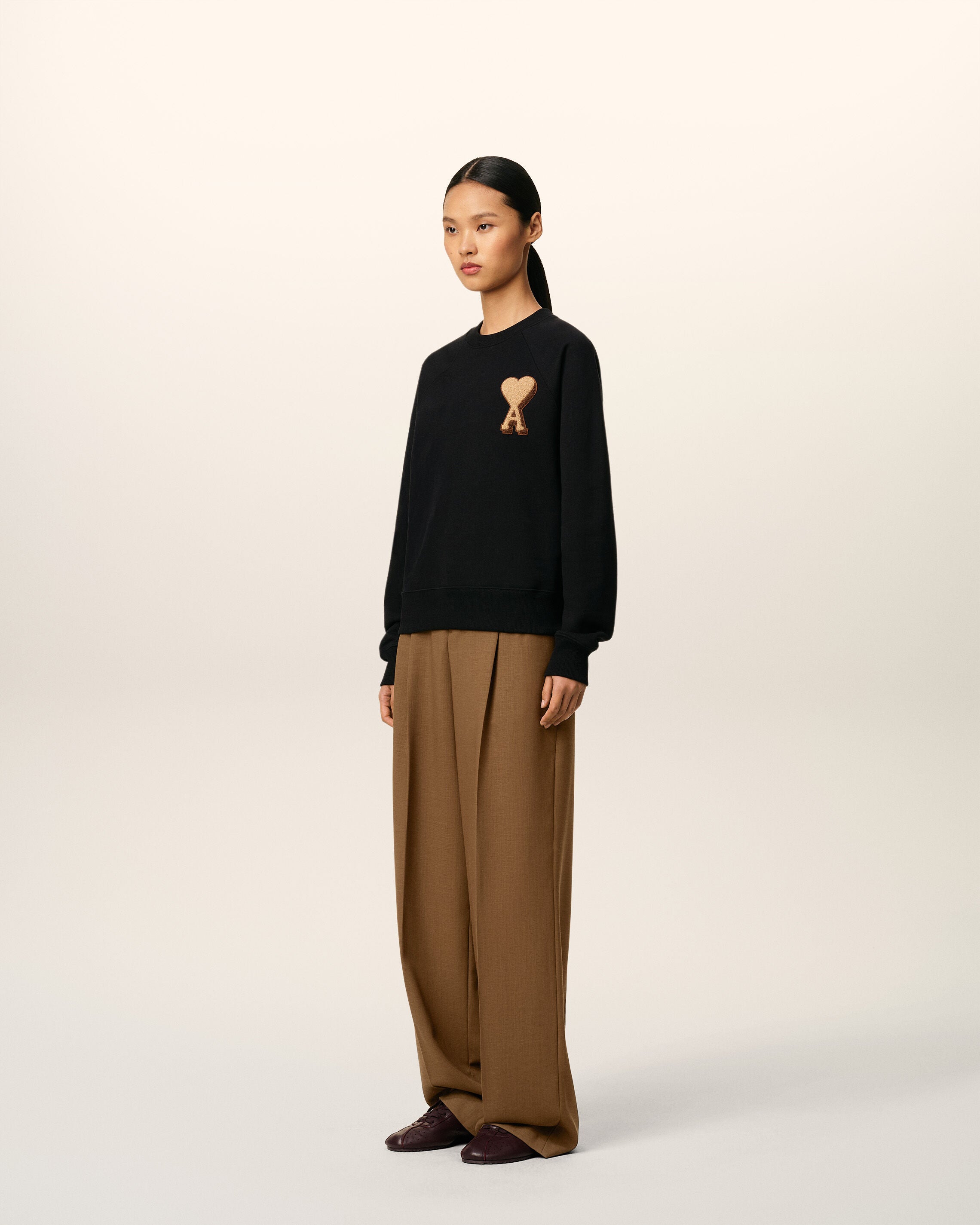 BLACK Black Cotton Ami De Coeur Sweatshirt | AMI PARIS