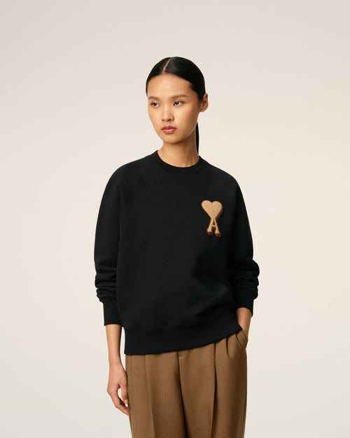 Black Cotton Ami De Coeur Sweatshirt - 9 - Ami Paris