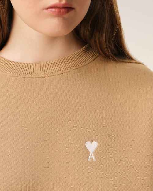 Felpa Ami de Coeur in cotone marrone - 10 - Ami Paris